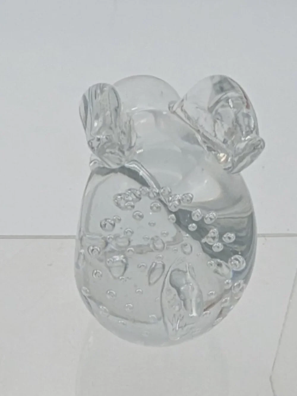 Vintage Art Glass Rabbit Bunny Paperweight Figure Clear controlled bubbles